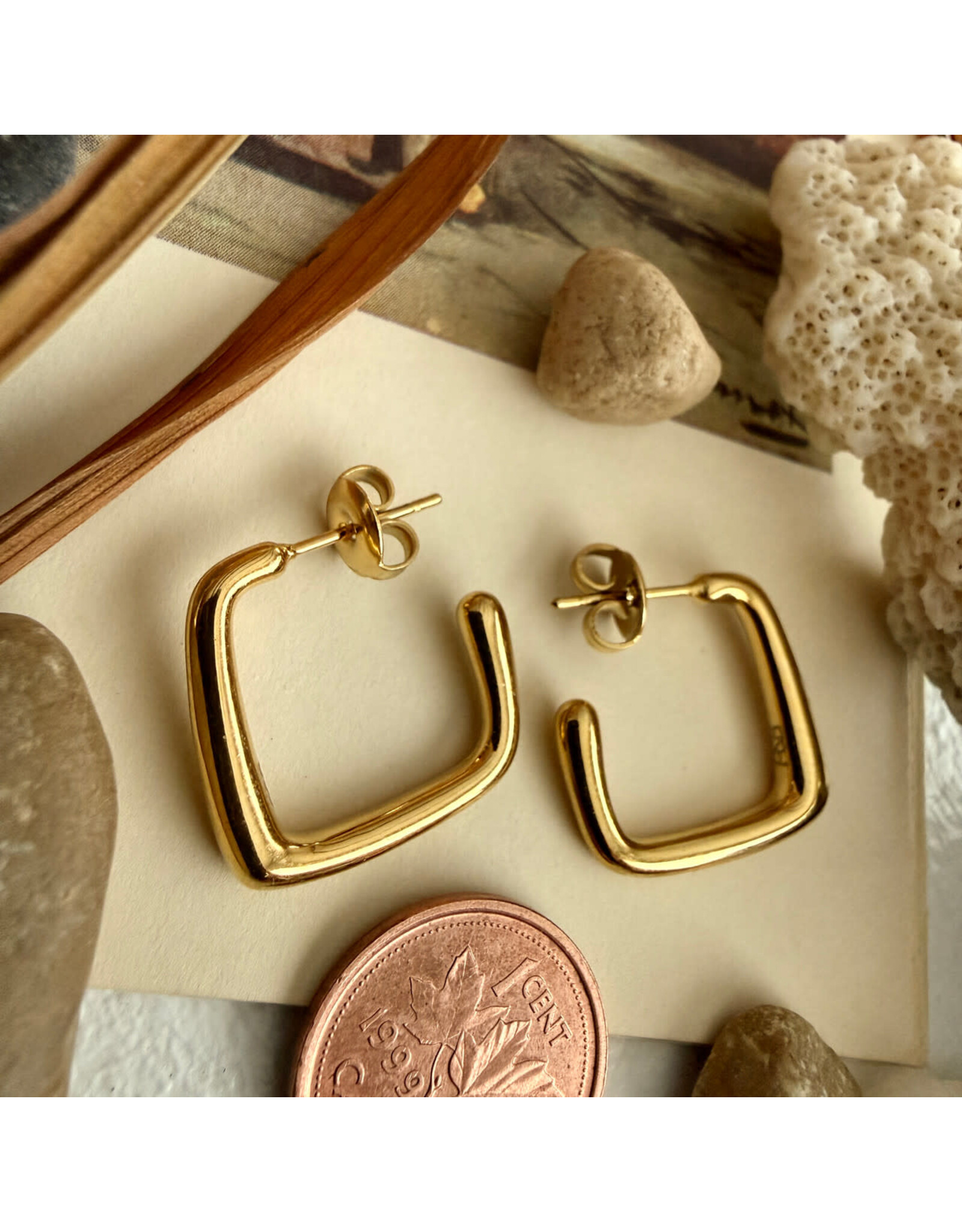 Pika & Bear Pika & Bear - "Miro" Oblique Hoop Earrings