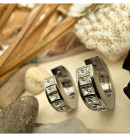 Pika & Bear Pika & Bear - "Evert" Baguette Hoop Earrings (Silver)