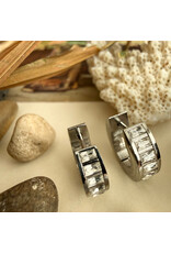 Pika & Bear Pika & Bear - "Evert" Baguette Hoop Earrings (Silver)
