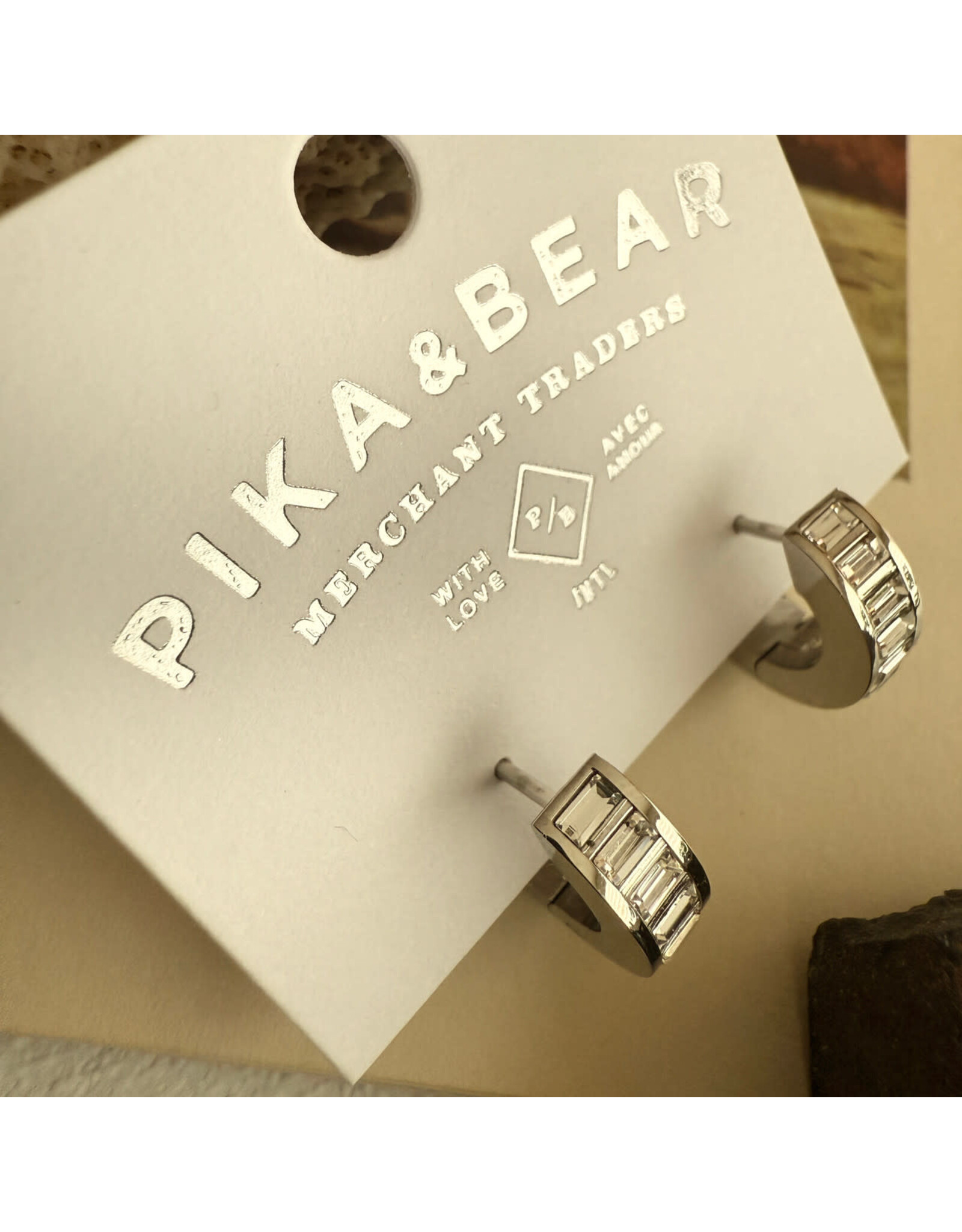 Pika & Bear Pika & Bear - "Evert" Baguette Hoop Earrings (Silver)