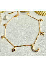 Pika & Bear Pika & Bear - "Andromeda" Stars & Moon Charm Anklet in Gold