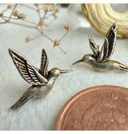 Pika & Bear Pika & Bear - "Calliope" Hummingbird Stud Earrings (Antique Silver)