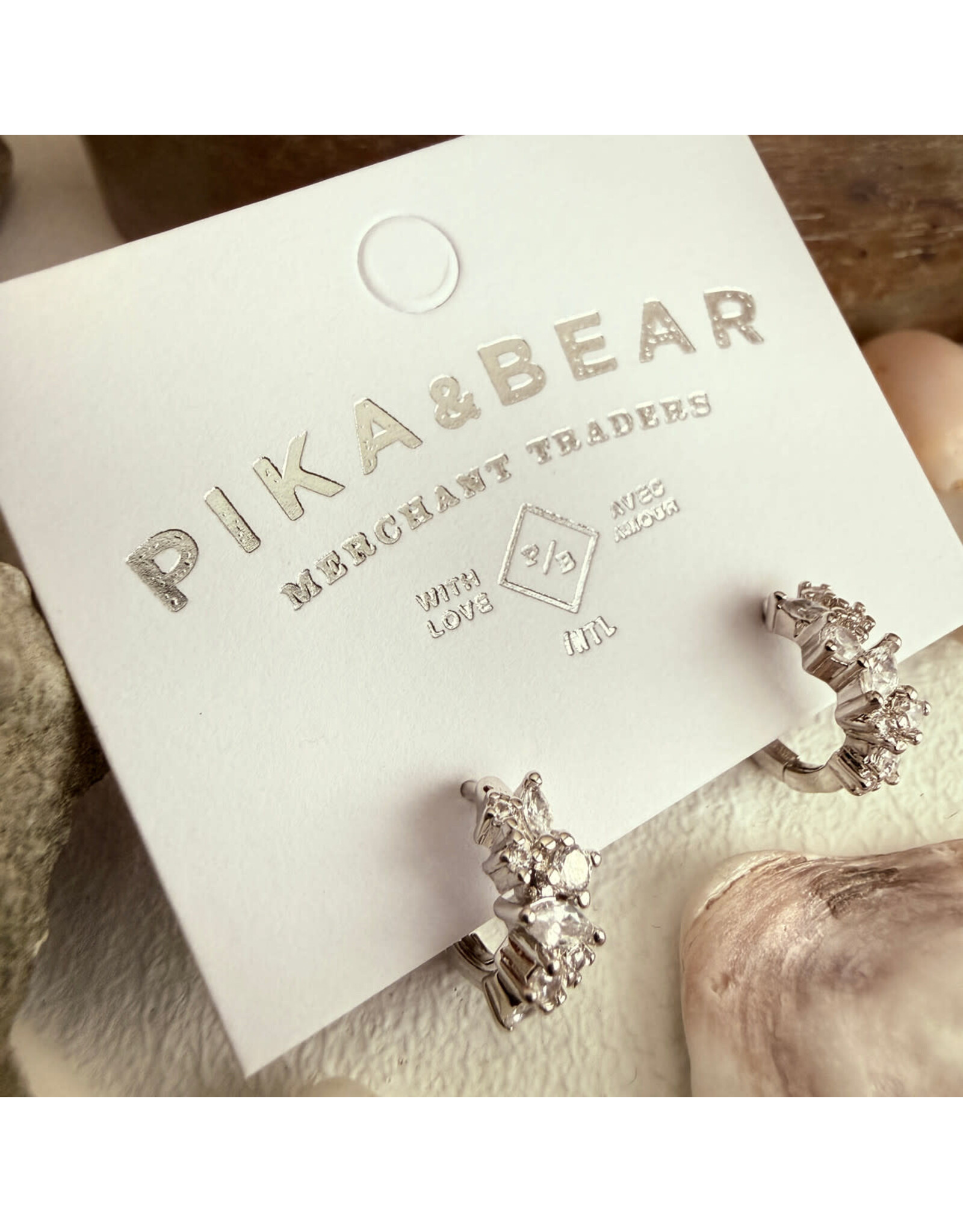 Pika & Bear Pika & Bear - "Tavra" Rhinestone Cluster Hoop Earrings