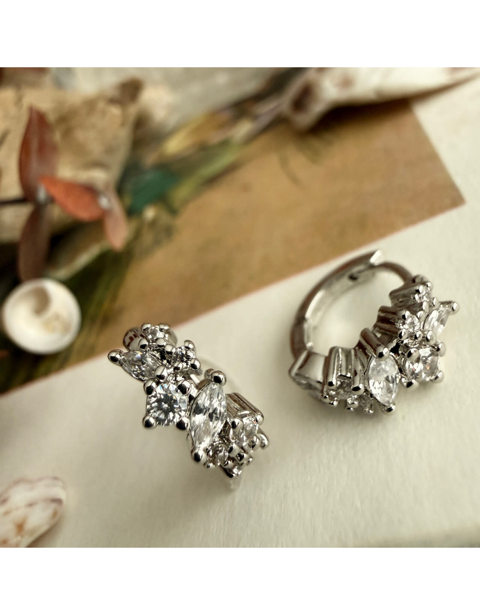 Pika & Bear Pika & Bear - "Tavra" Rhinestone Cluster Hoop Earrings