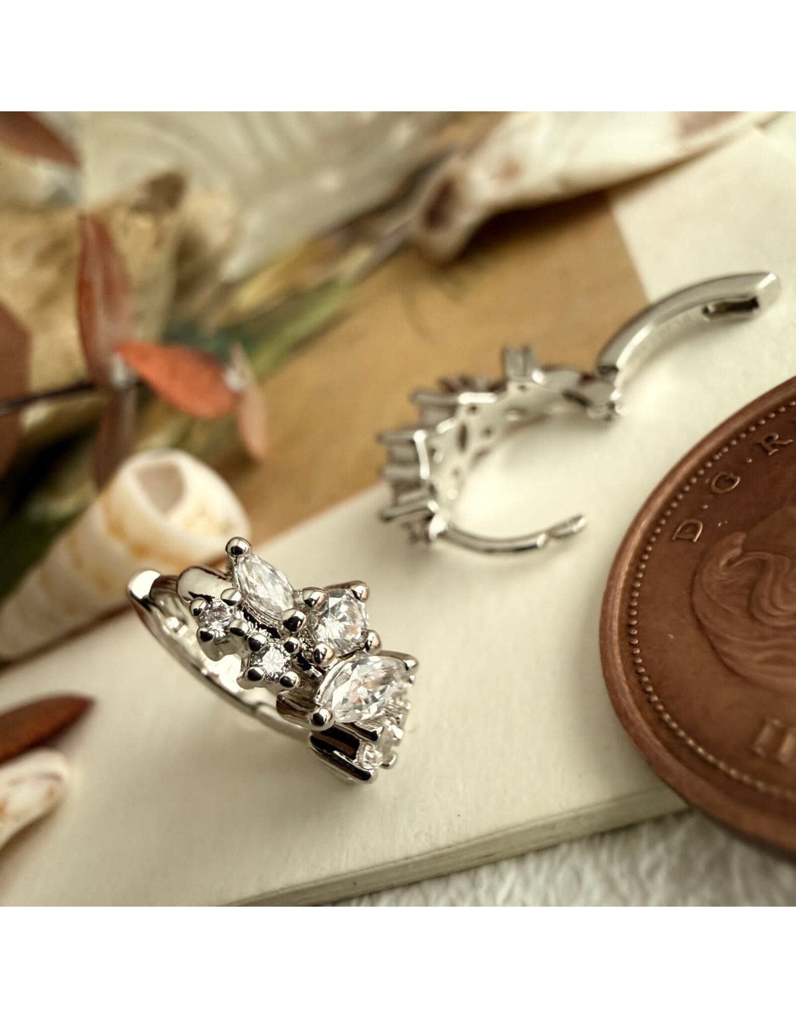 Pika & Bear Pika & Bear - "Tavra" Rhinestone Cluster Hoop Earrings