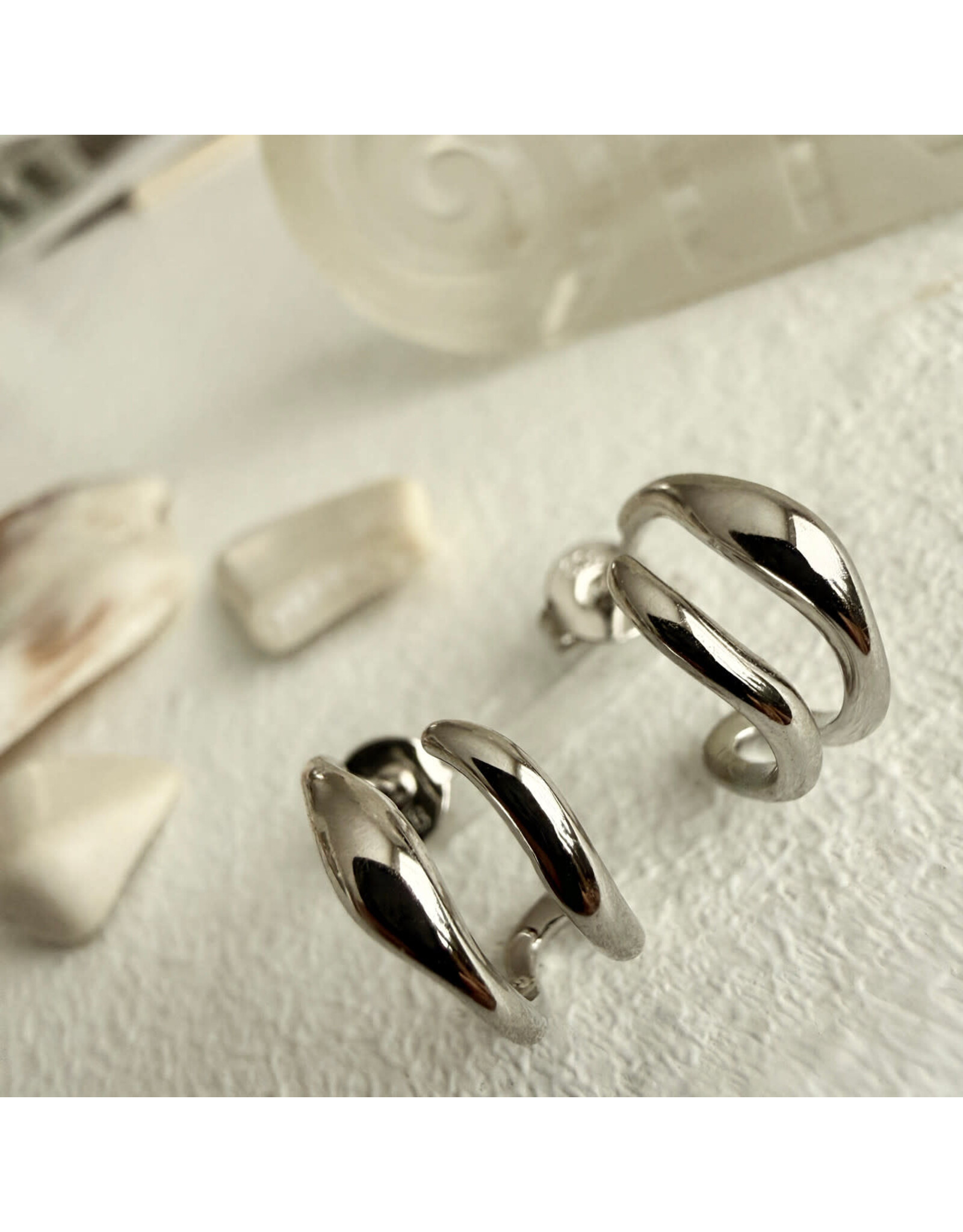 Pika & Bear Pika & Bear - "Callisto" Double Wave Hoop Earrings