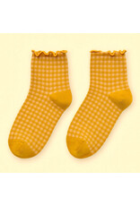 Pika & Bear Pika & Bear - "Lazy J" Waffle Gingham Ankle Socks with Ruffled Edge (3 pack)