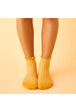 Pika & Bear Pika & Bear - "Lazy J" Waffle Gingham Ankle Socks with Ruffled Edge (3 pack)