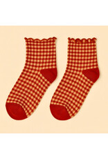 Pika & Bear Pika & Bear - "Lazy J" Waffle Gingham Ankle Socks with Ruffled Edge (3 pack)