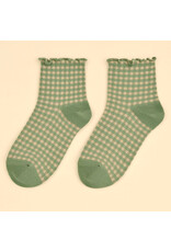 Pika & Bear Pika & Bear - "Lazy J" Waffle Gingham Ankle Socks with Ruffled Edge (3 pack)