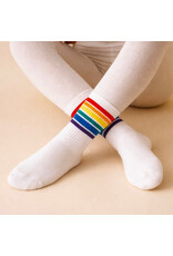 Pika & Bear Pika & Bear - "Milk" Crew Socks with Rainbow Stripe Detail in Black and White (2 Pack)