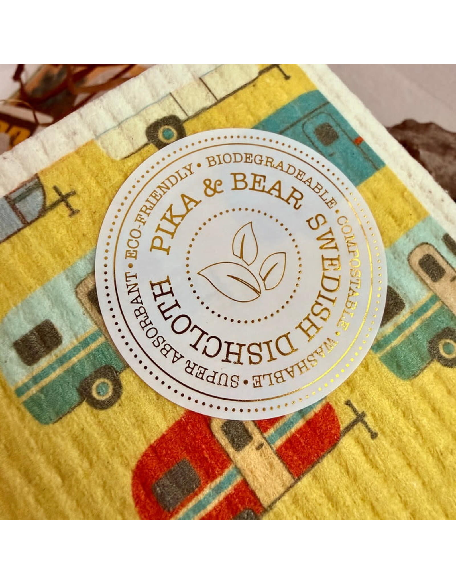 Pika & Bear Pika & Bear - "Scamp" Vintage Camper Design Swedish Dishcloth