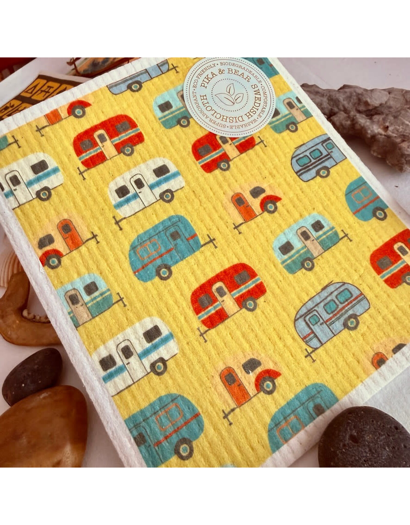 Pika & Bear Pika & Bear - "Scamp" Vintage Camper Design Swedish Dishcloth