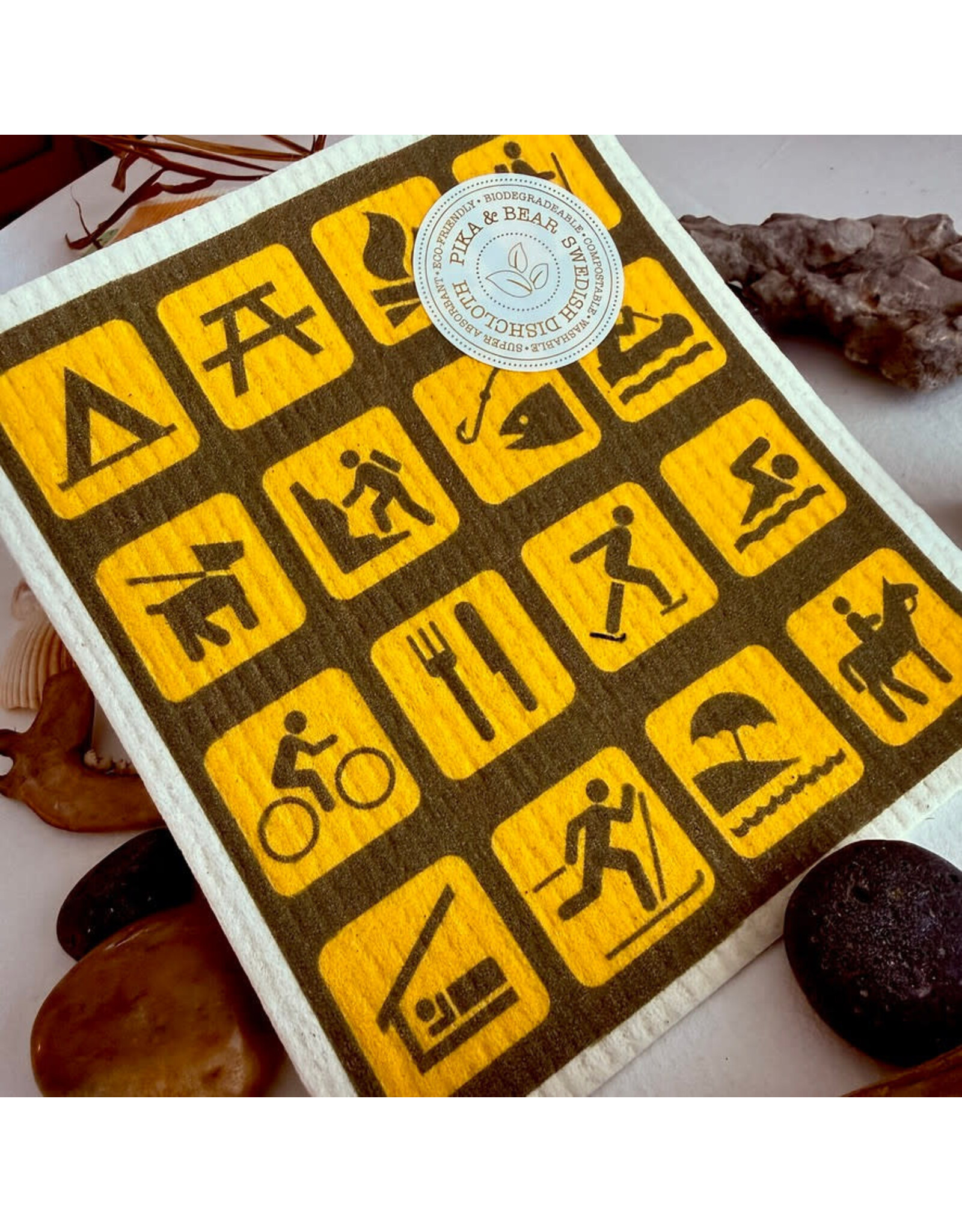 Pika & Bear Pika & Bear - "Park Life" Park Symbols Design Swedish Dishcloth