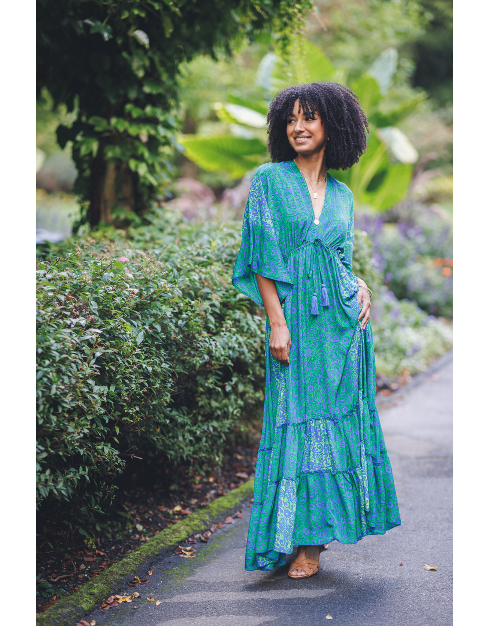 Papillon Papillon - Tiered Satin Dress (Green)