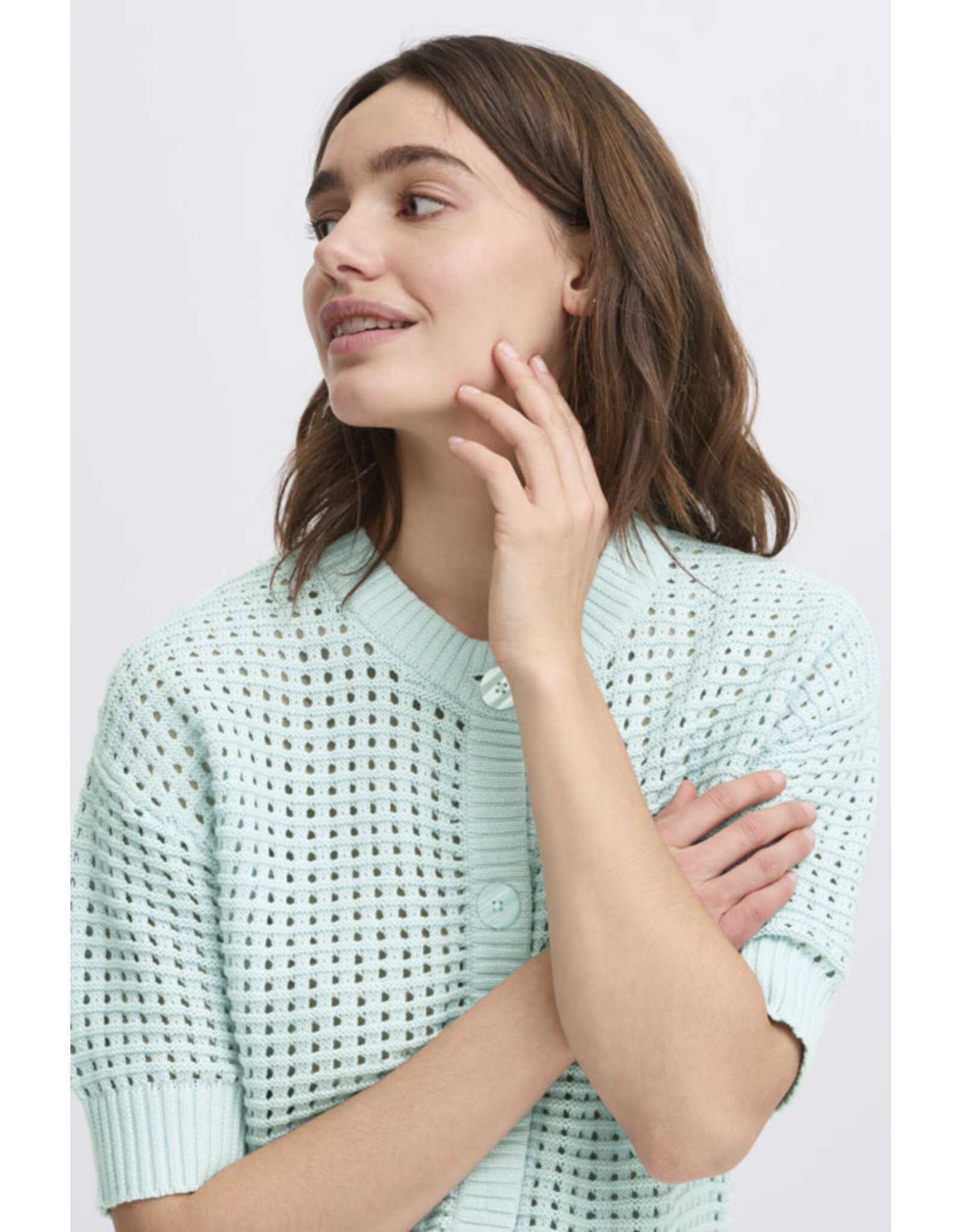 b.young b.young - Magio Short Sleeve Cardigan (Blue Haze)