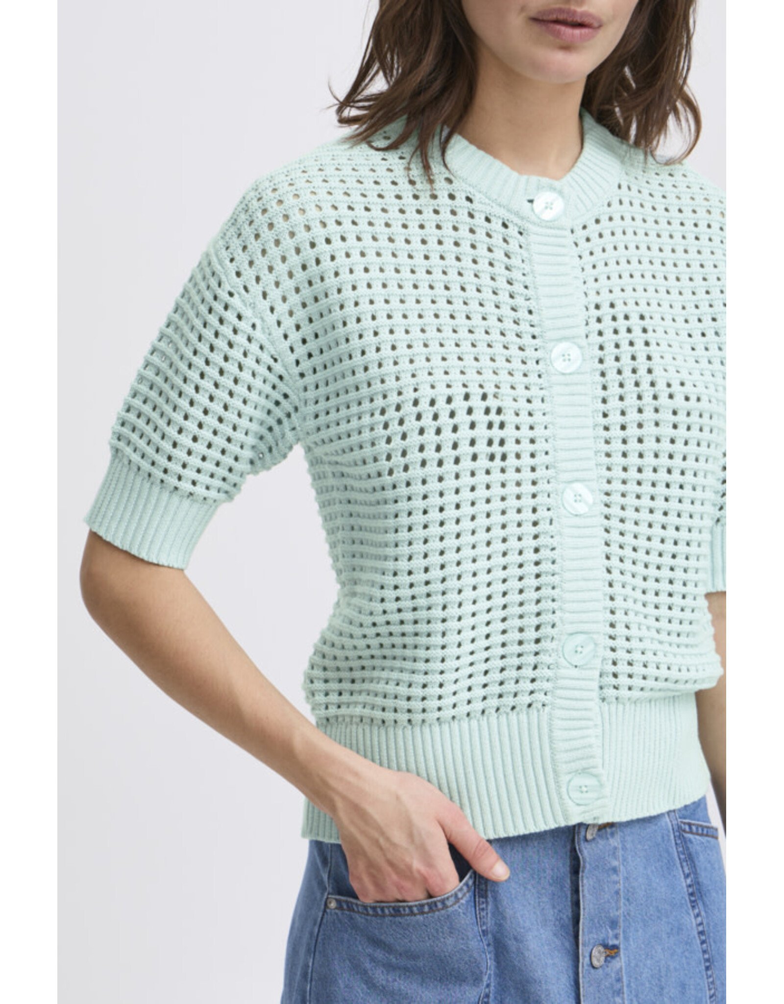 b.young b.young - Magio Short Sleeve Cardigan (Blue Haze)