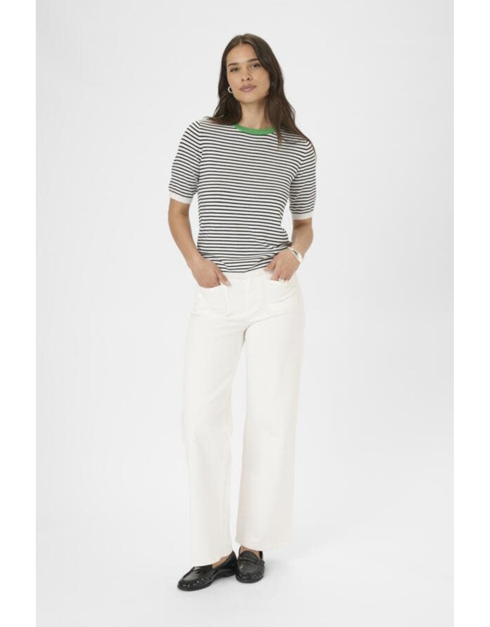 Kaffe Kaffe - Lizza Narrow Stripe (Chalk / Black / Green)