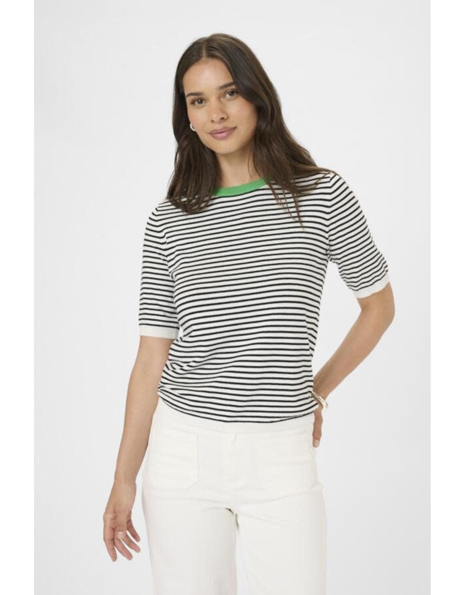 Kaffe Kaffe - Lizza Narrow Stripe (Chalk / Black / Green)