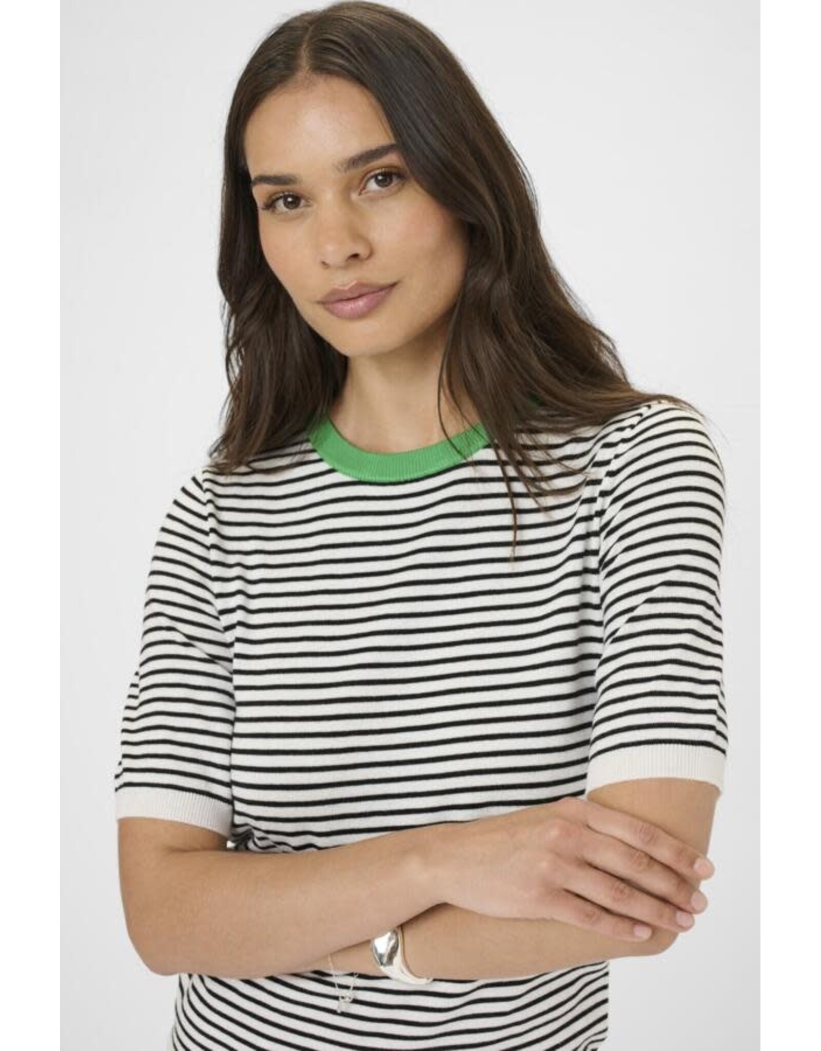 Kaffe Kaffe - Lizza Narrow Stripe (Chalk / Black / Green)