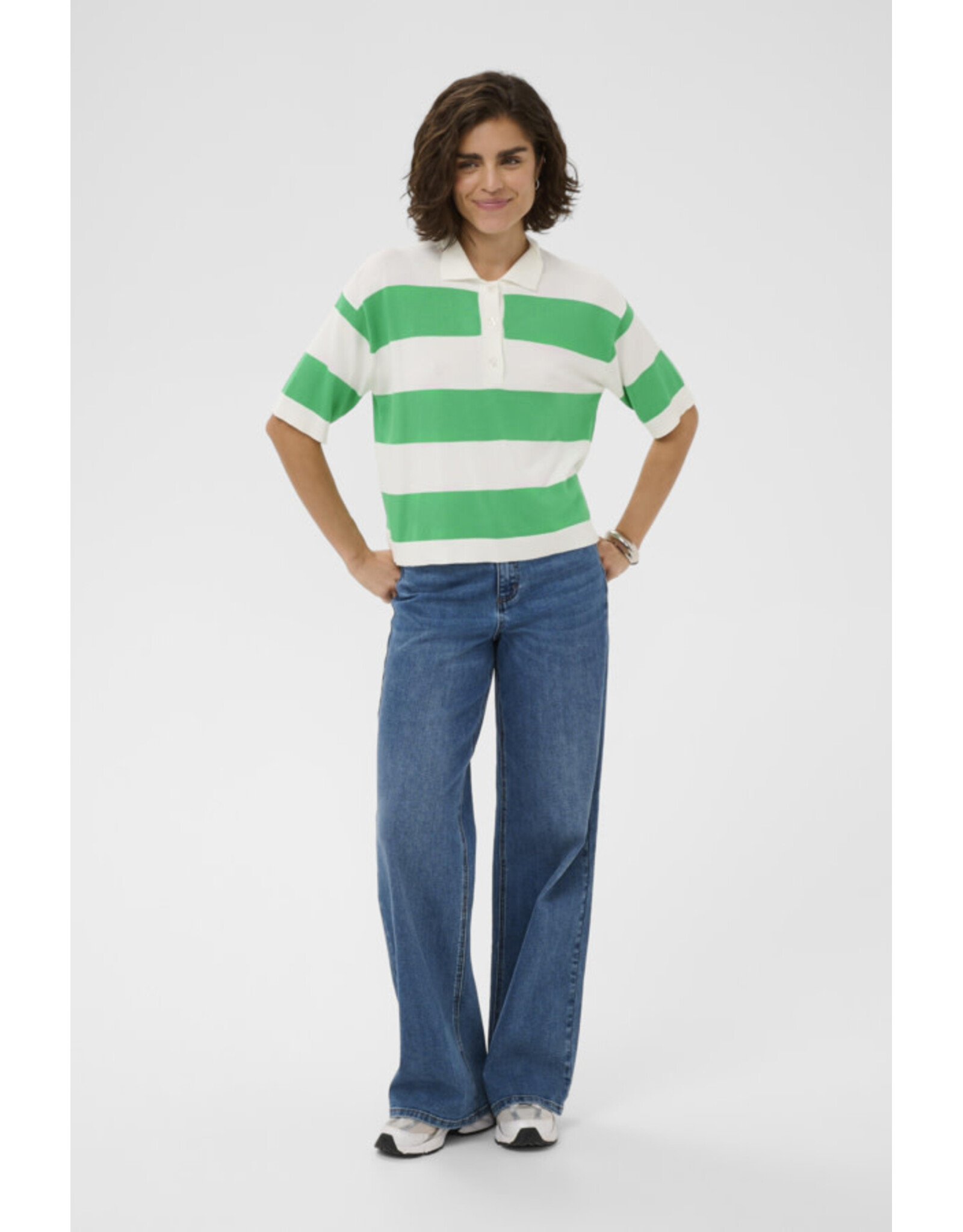 Kaffe Kaffe - Lizza Polo Knit (Bright Green / Chai)