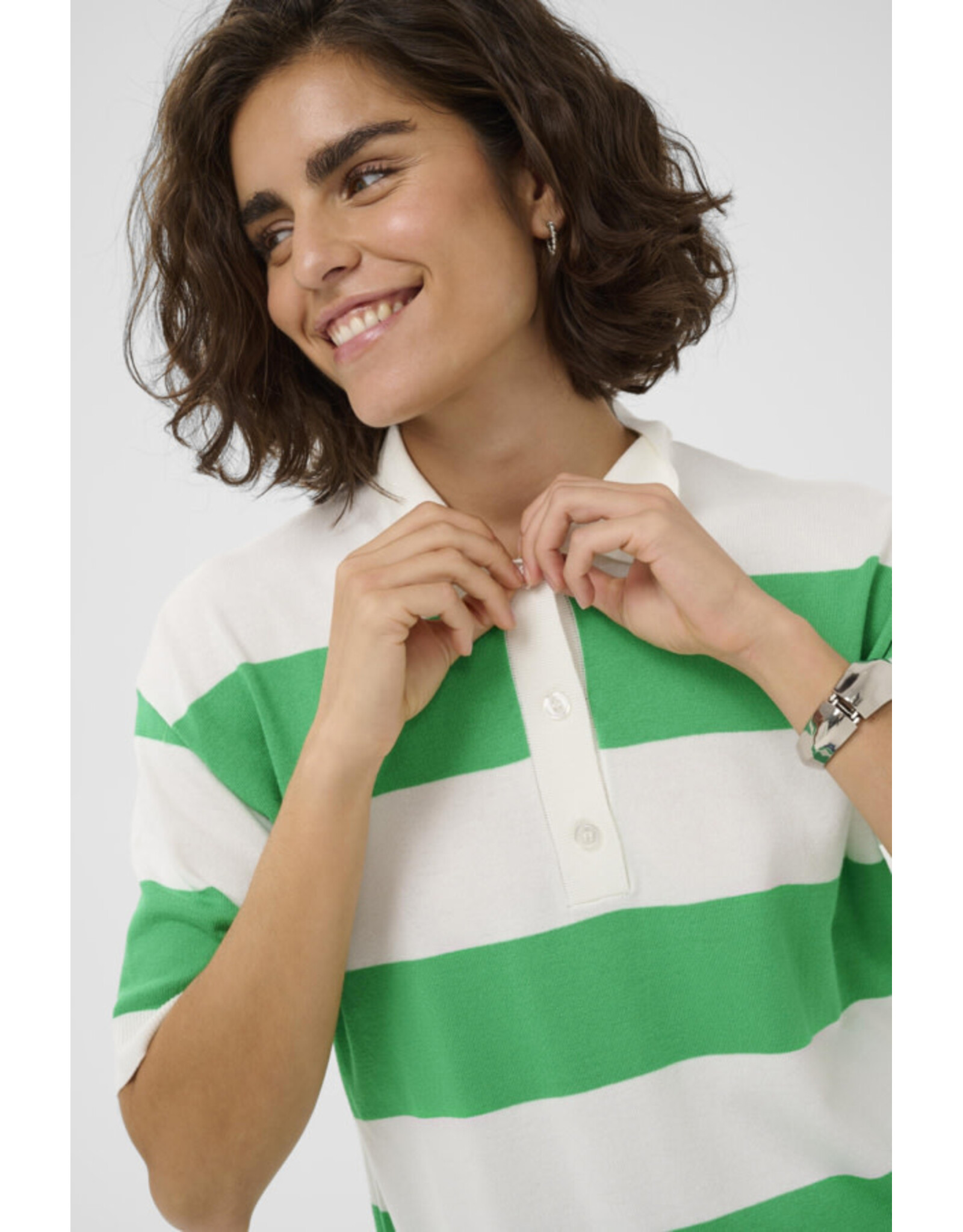 Kaffe Kaffe - Lizza Polo Knit (Bright Green / Chai)