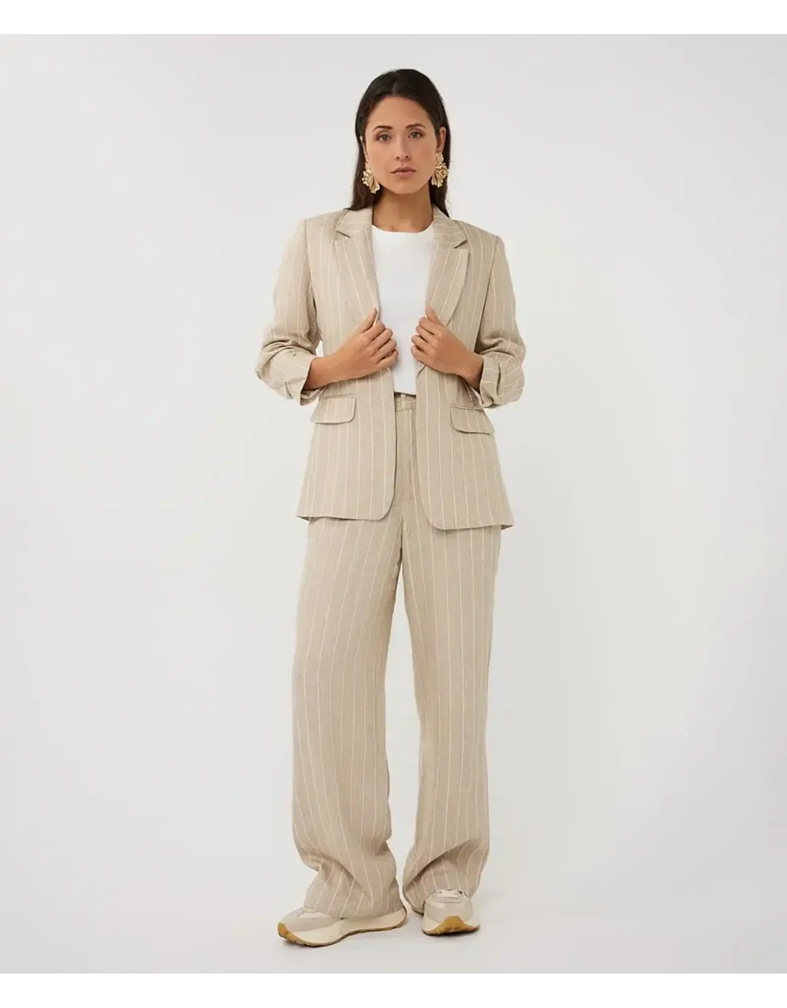 EsQualo EsQualo - Linen Striped Blazer (Sand)