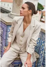 EsQualo EsQualo - Linen Striped Blazer (Sand)