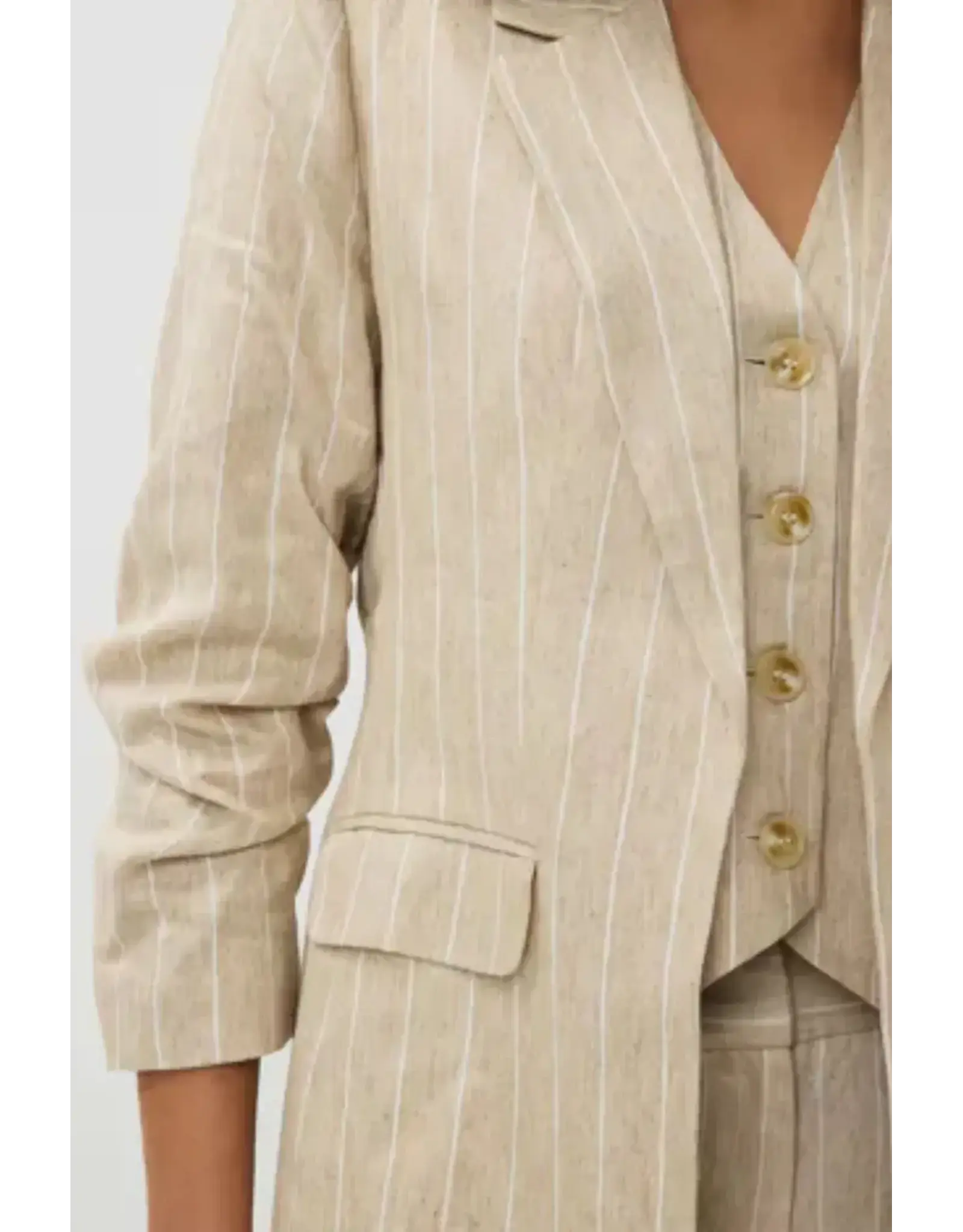 EsQualo EsQualo - Linen Striped Blazer (Sand)