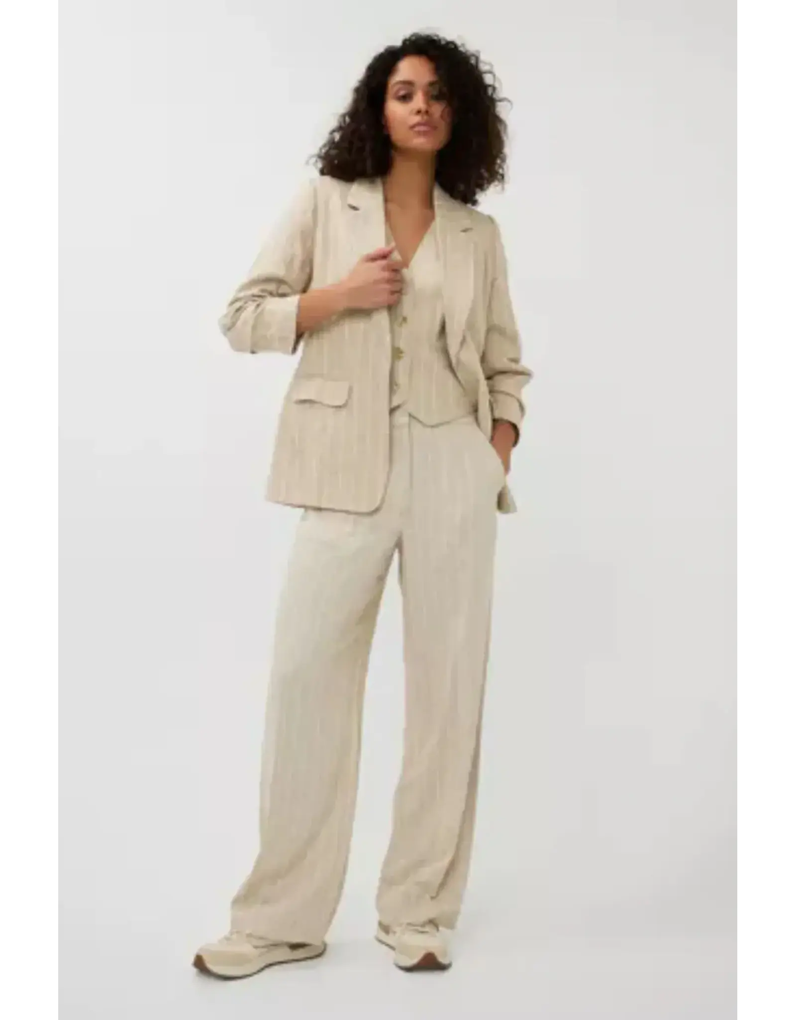 EsQualo EsQualo - Linen Striped Blazer (Sand)