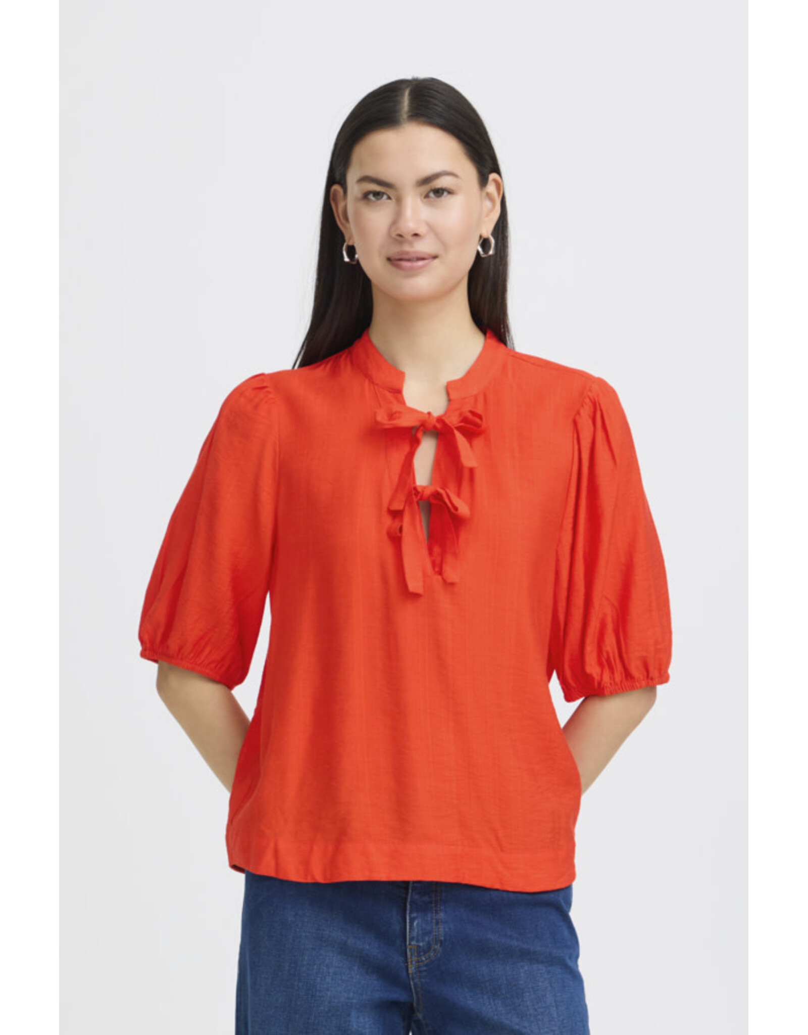 ICHI ICHI - Melda Tie Up Blouse (Fiery Red)