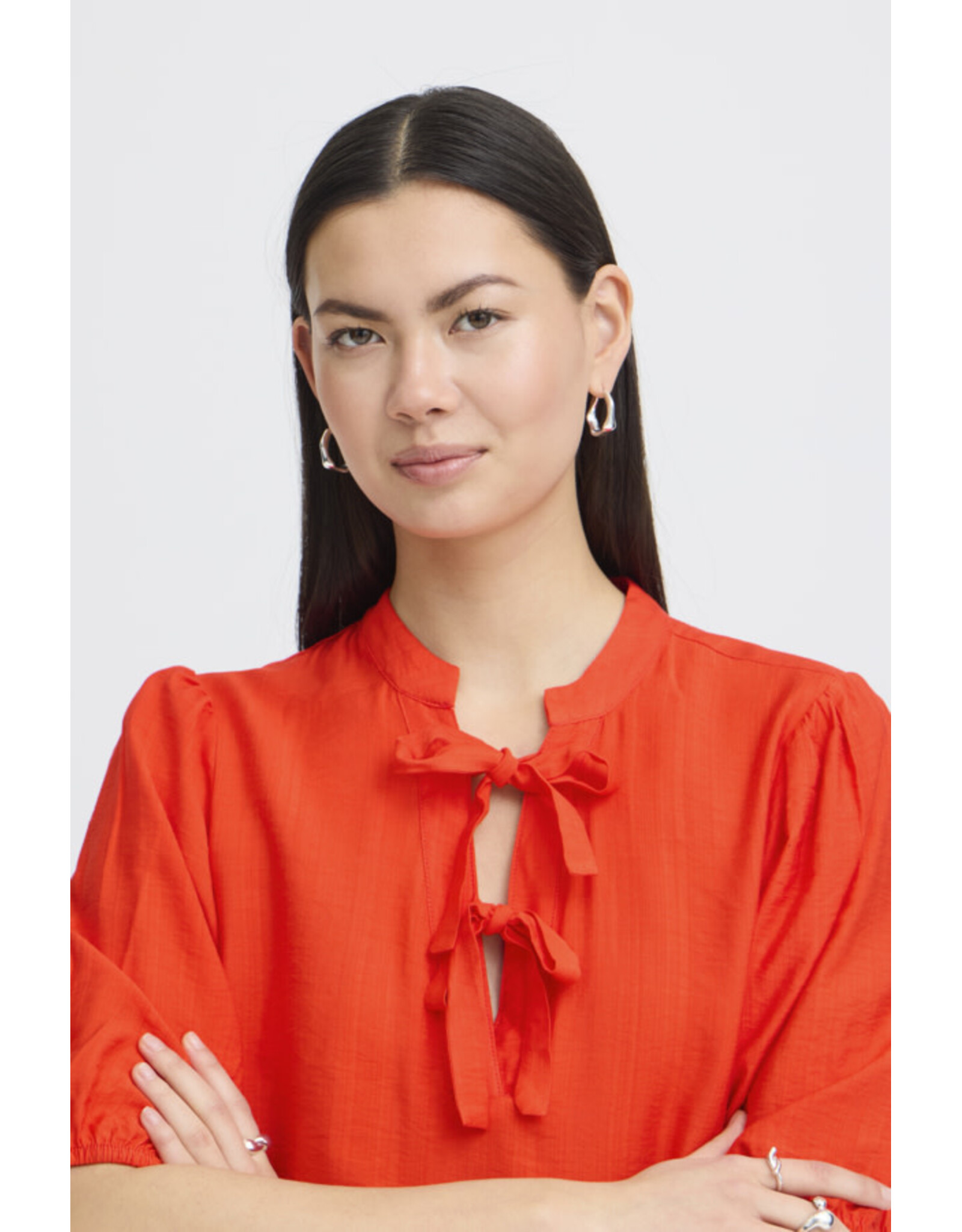 ICHI ICHI - Melda Tie Up Blouse (Fiery Red)