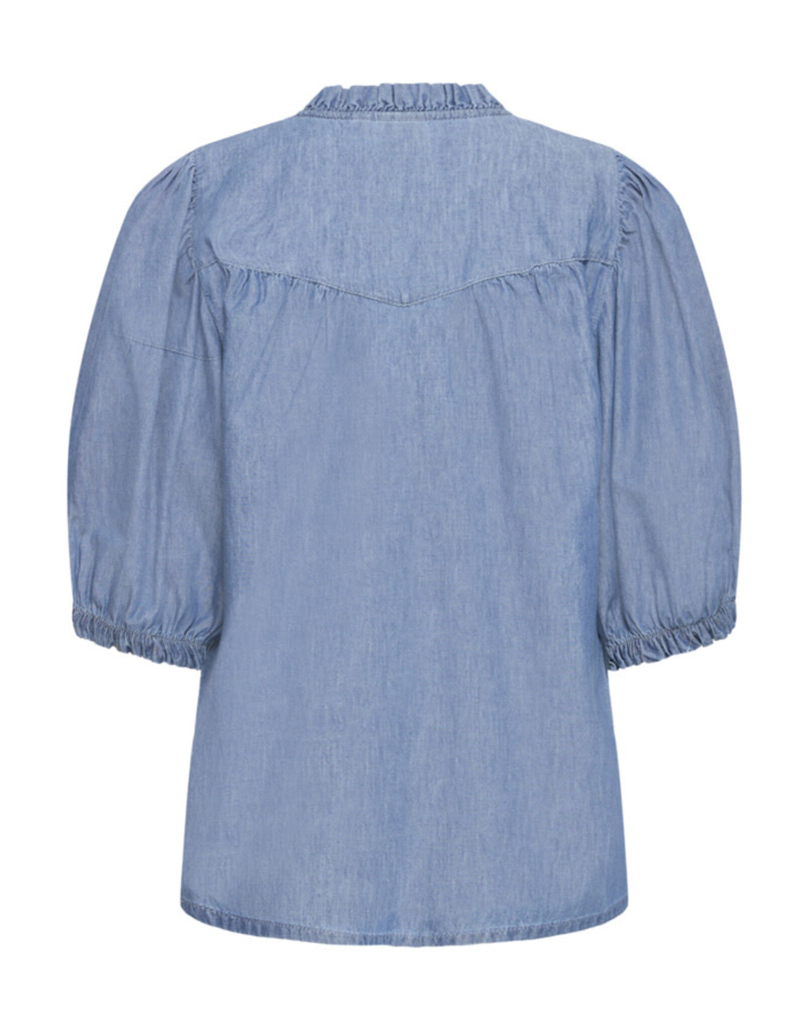 ICHI ICHI - Ancey Chambray Button Up Top (Washed Medium Blue)