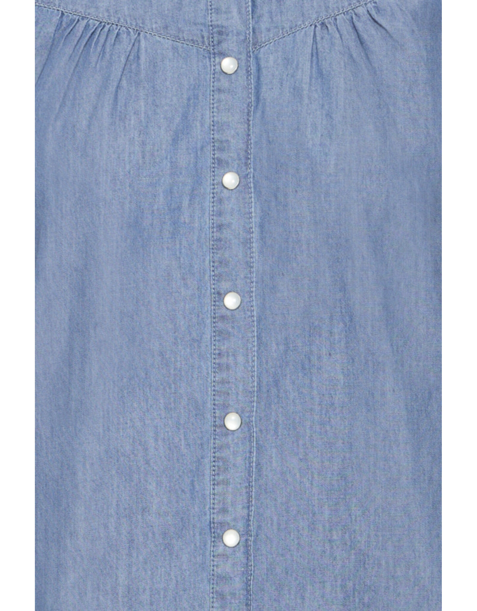 ICHI ICHI - Ancey Chambray Button Up Top (Washed Medium Blue)