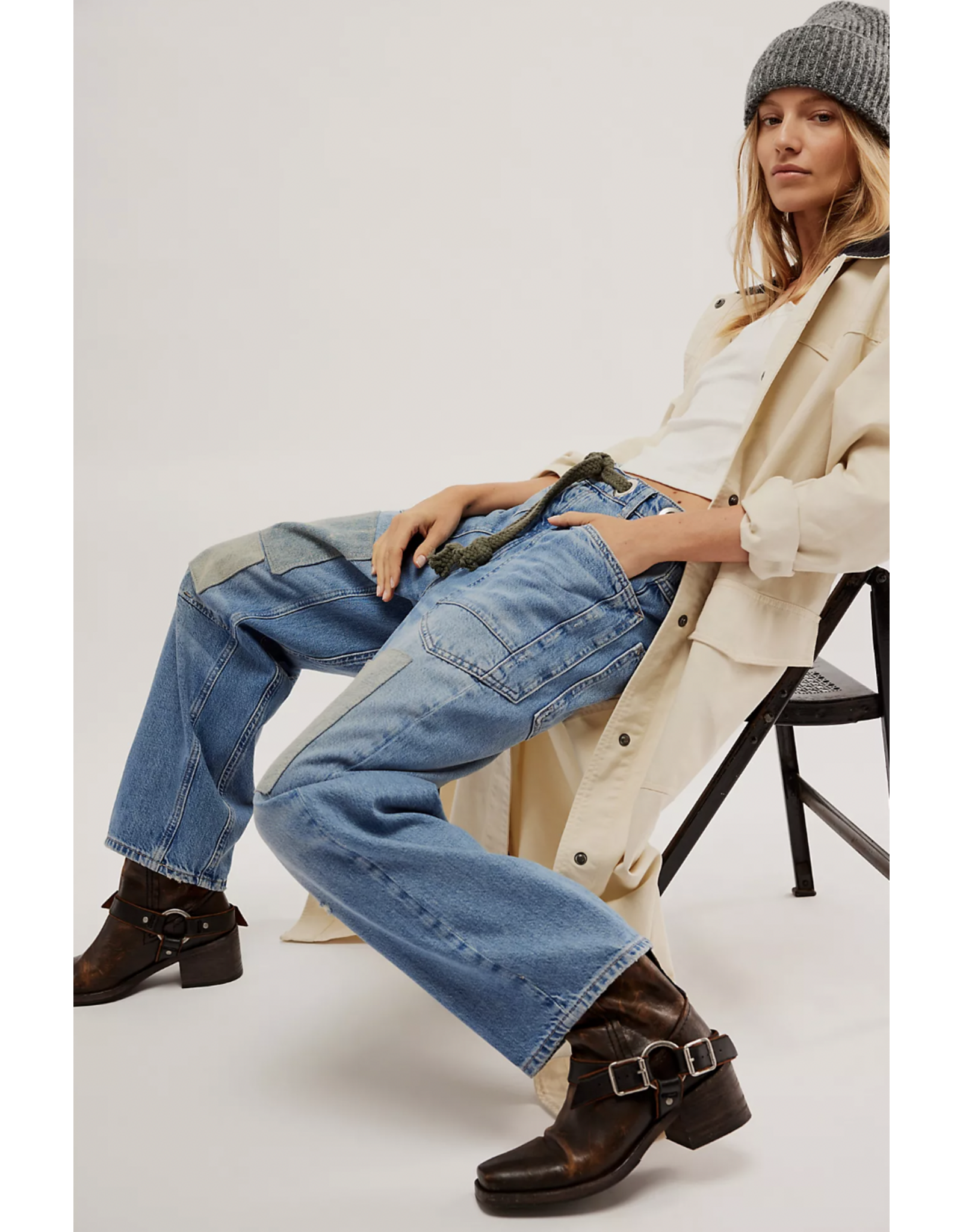 Free people Free People - Moxie Low Slung Pull on Barrel Jean (Truest Blue)