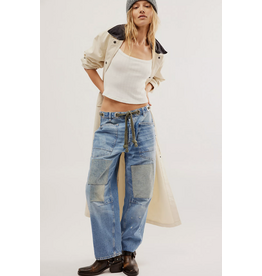 Free people Free People - Moxie Low Slung Pull on Barrel Jean (Truest Blue)