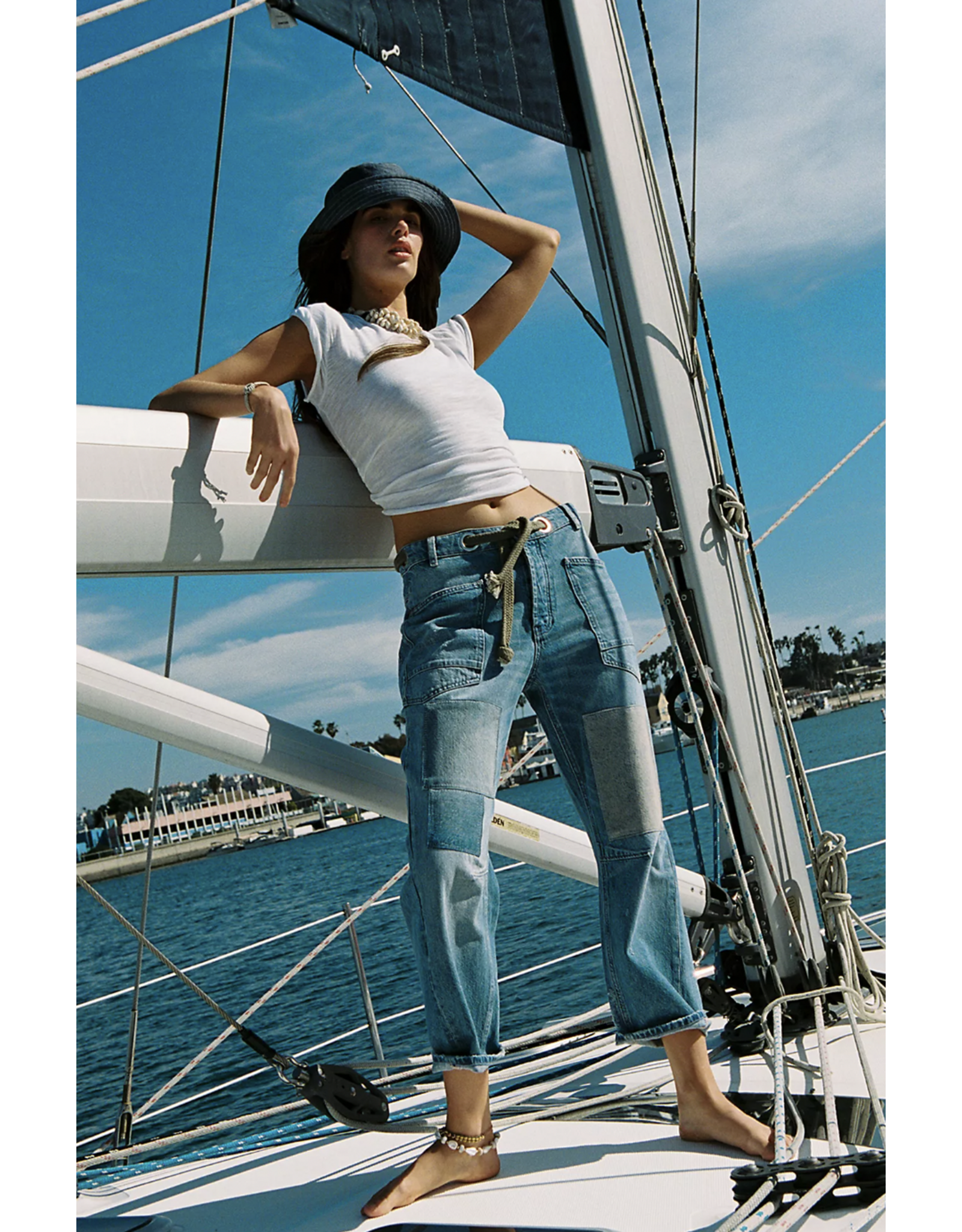 Free people Free People - Moxie Low Slung Pull on Barrel Jean (Truest Blue)