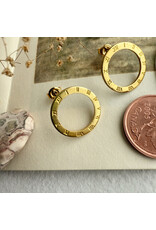 Pika & Bear Pika & Bear - "Samsara" Roman Numerals Circle Studs in Raw Brass