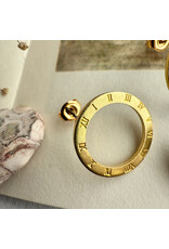 Pika & Bear Pika & Bear - "Samsara" Roman Numerals Circle Studs in Raw Brass