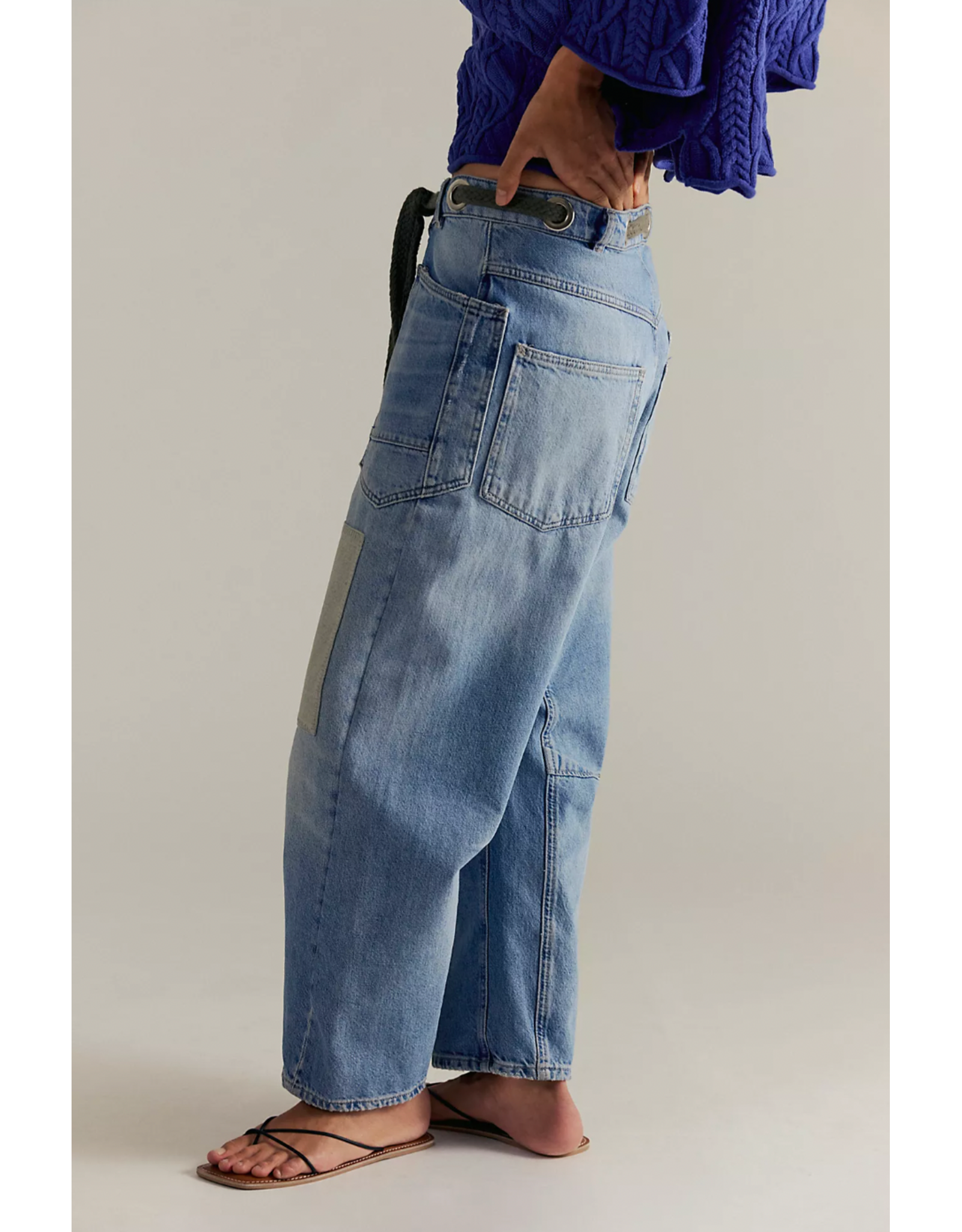 Free people Free People - Moxie Low Slung Pull on Barrel Jean (Truest Blue)