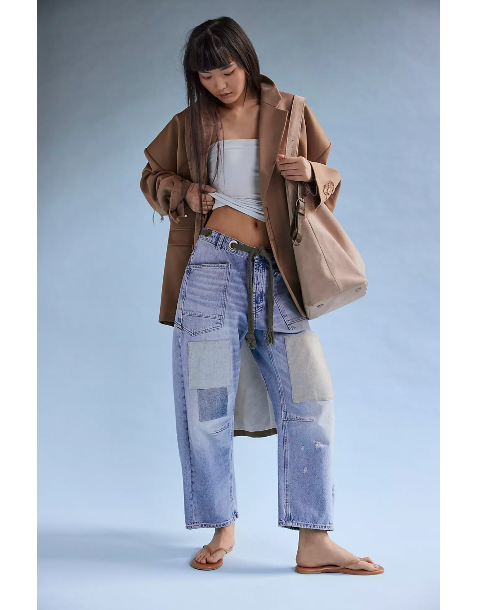 Free people Free People - Moxie Low Slung Pull on Barrel Jean (Truest Blue)