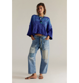 Free people Free People - Moxie Low Slung Pull on Barrel Jean (Truest Blue)