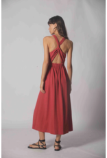 Korner Korner - Twist Back Midi Dress (Dark Red)
