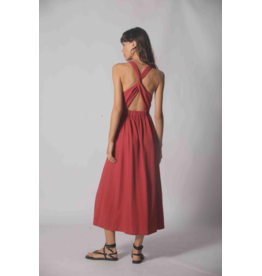 Korner Korner - Twist Back Midi Dress (Dark Red)