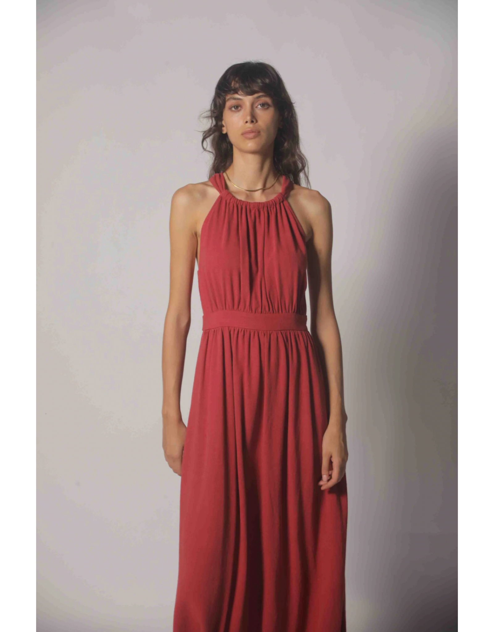 Korner Korner - Twist Back Midi Dress (Dark Red)