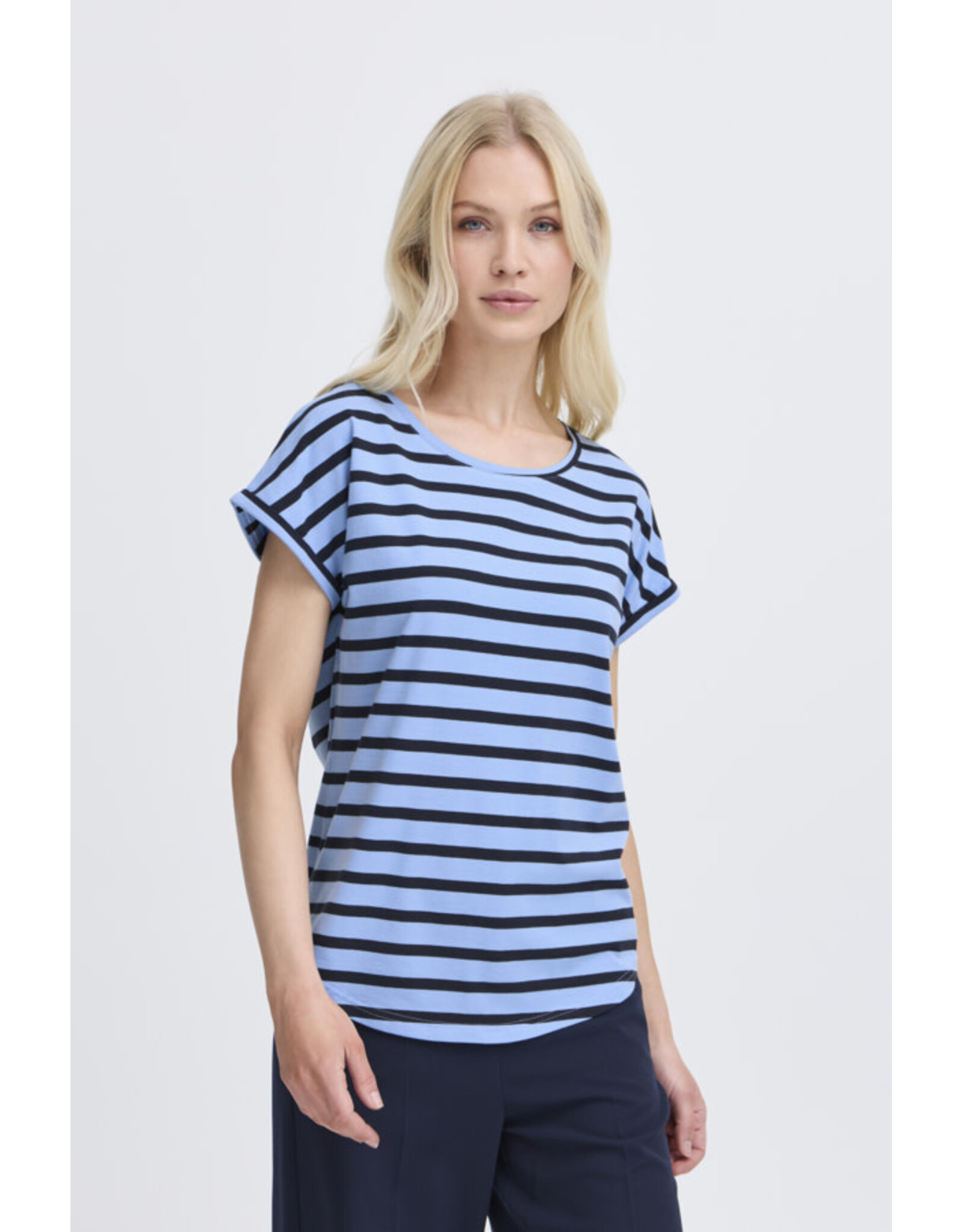 b.young b.young - Pamila Jersey Knit Striped Tee (Blue)