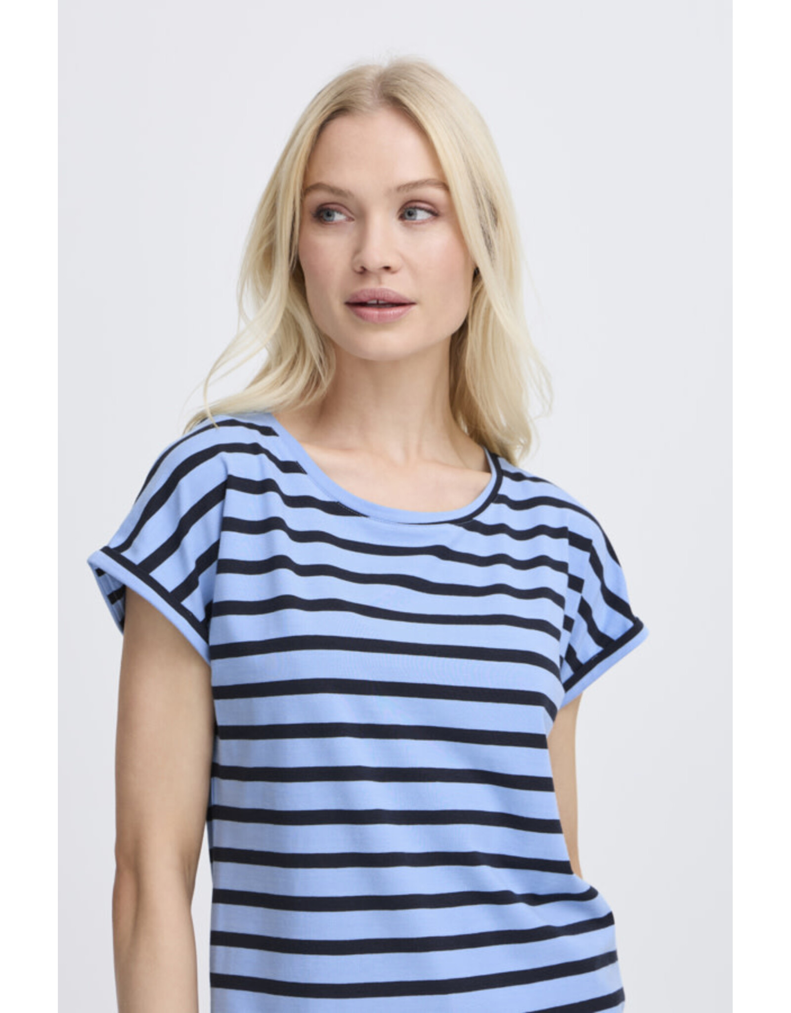 b.young b.young - Pamila Jersey Knit Striped Tee (Blue)
