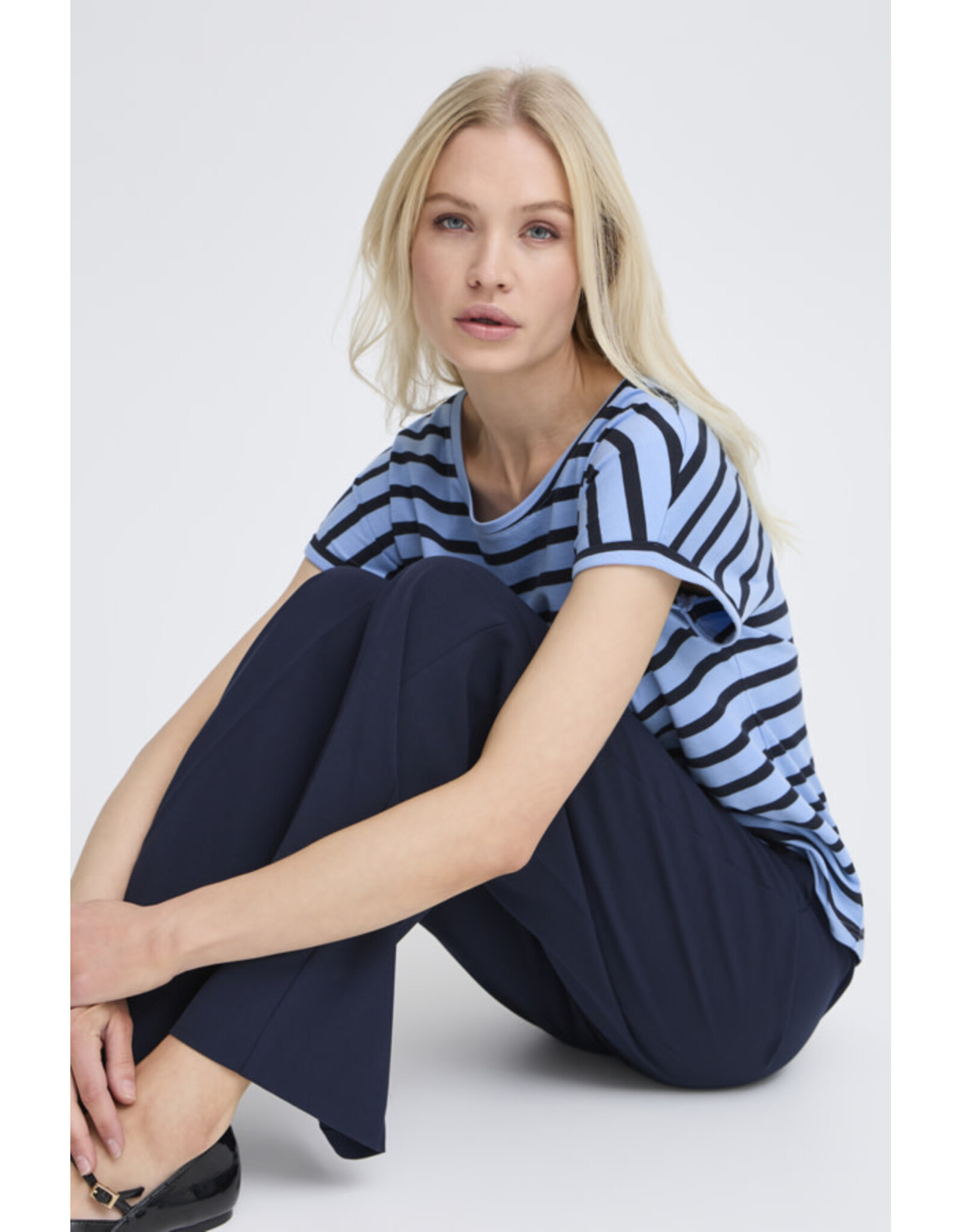 b.young b.young - Pamila Jersey Knit Striped Tee (Blue)