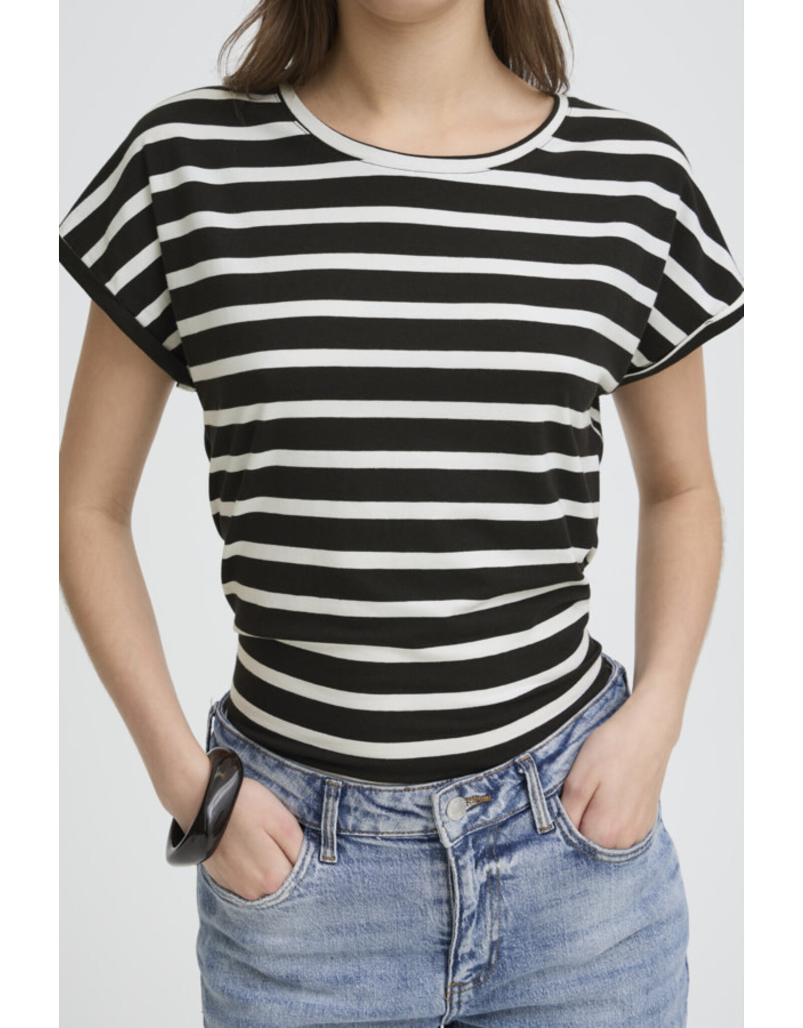b.young b.young - Pamila Jersey Knit Striped Tee (Off White)