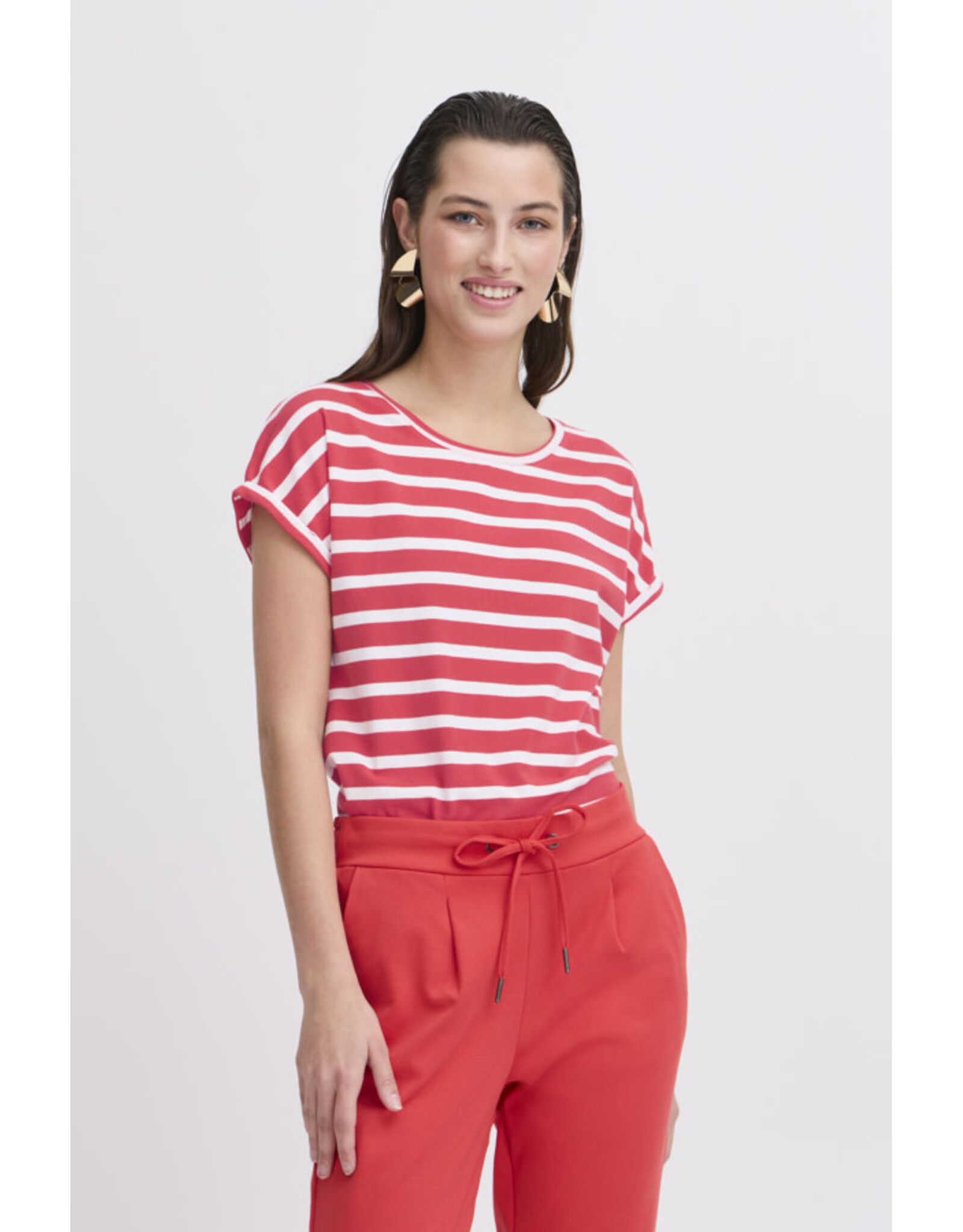 b.young b.young - Pamila jersey knit striped tee (Pointsettia Stripe)